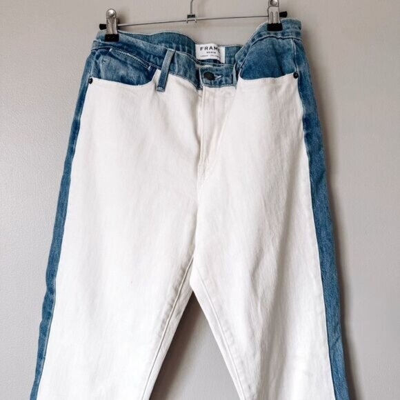 Frame Denim Le High Straight High Rise White and Blue Denim Size 30 - Picture 3 of 9